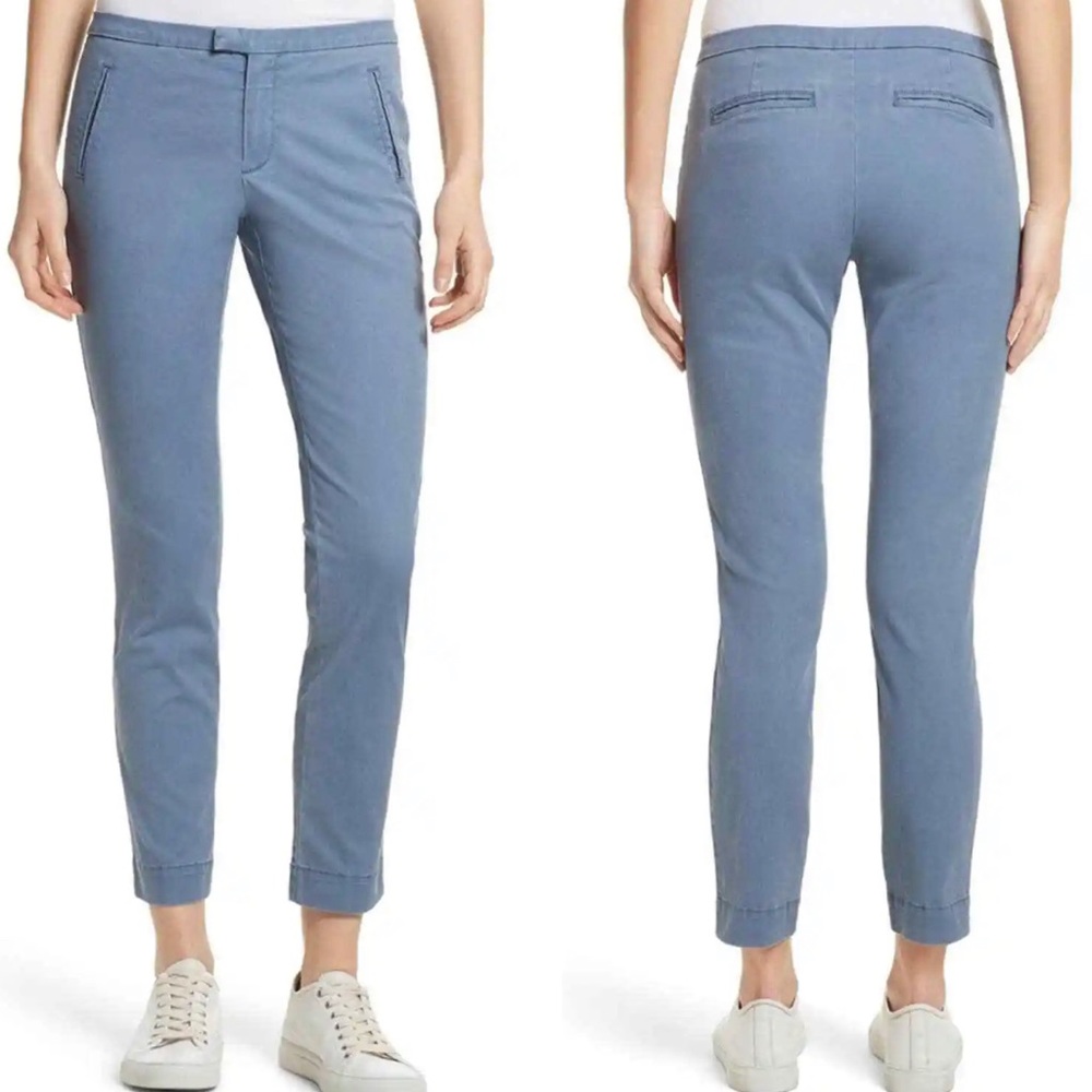 ATM Pants Womens 8 Enzyme Wash Slim‎ Ankle Faded Denim Chino Ankle Cropped